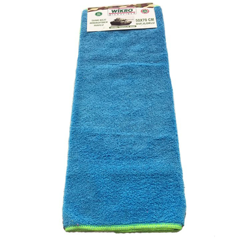 Mikrofiber Havlu Tank Bezi 50X70 Wikro Overloklu Mavi resmi