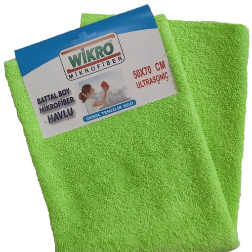 Mikrofiber Havlu Battal Boy 50X70 Wikro Overloklu Yeşil resmi